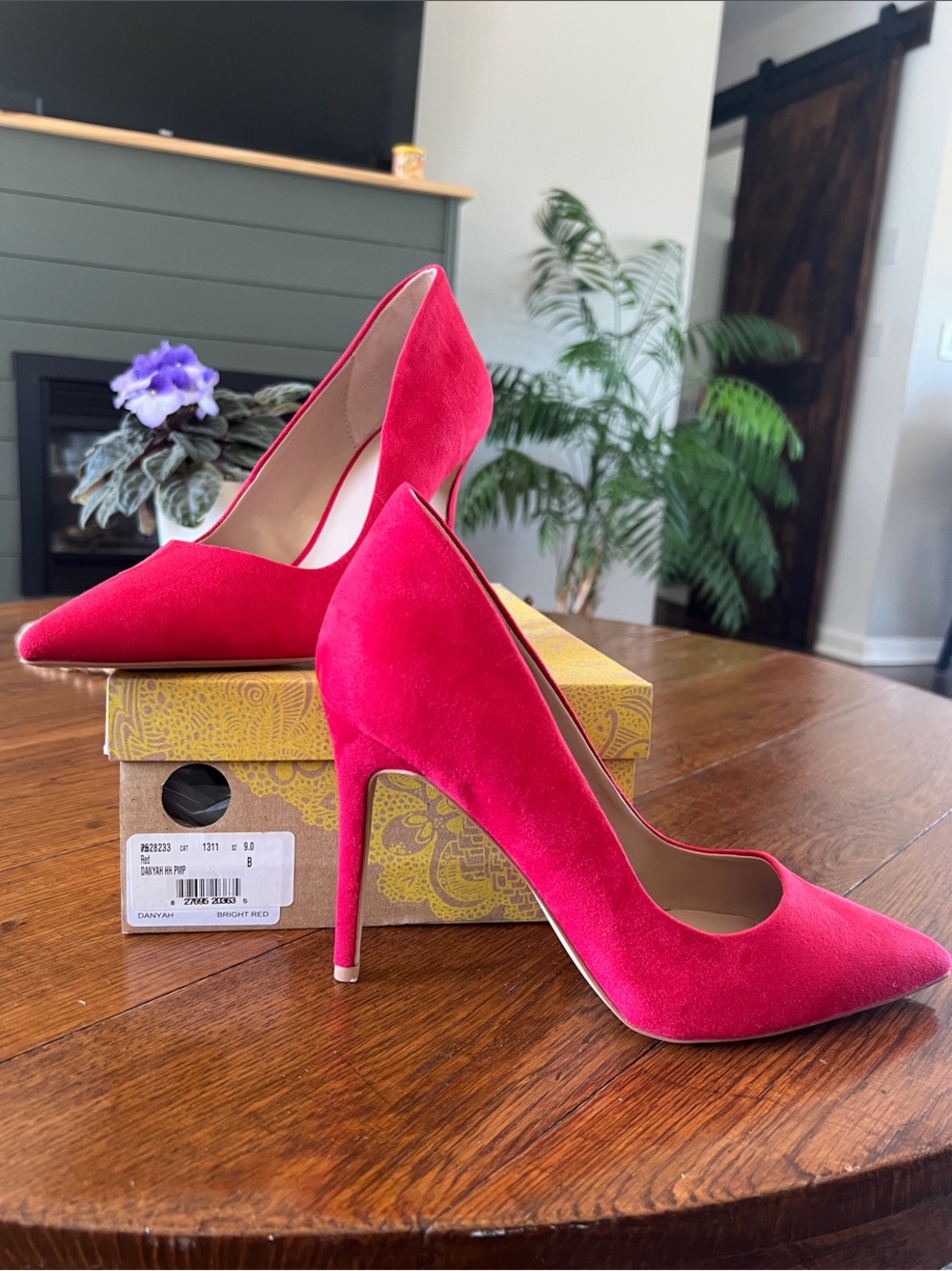 Bright Red Pointed-Toe Stiletto Pumps Mix No. 6 size 9